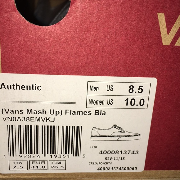 Vans Authentic Flames Sneakers Womens 10 NWT - Picture 5 of 6